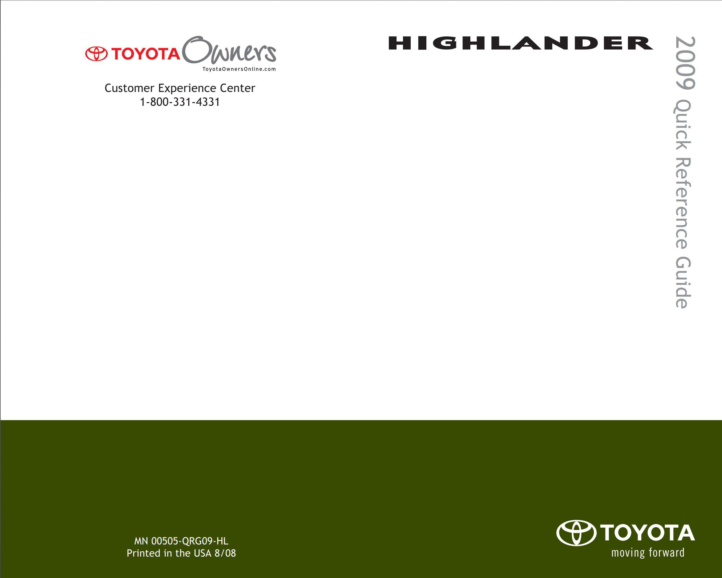 2009 TOYOTA HIGHLANDER HYBRID OWNERS MANUAL PDF visual data 4