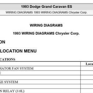 Dodge Grand Caravan ES 1993 System Wiring Diagrams