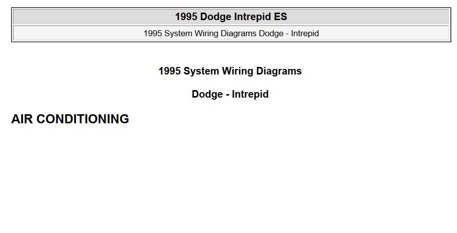 Dodge Intrepid ES 1995 System Wiring Diagrams – PDF Download