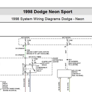 Dodge Neon Sport 1998 System Wiring Diagrams