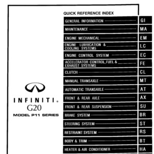 Infiniti G20 Model P11 Series 1999 Service Manual