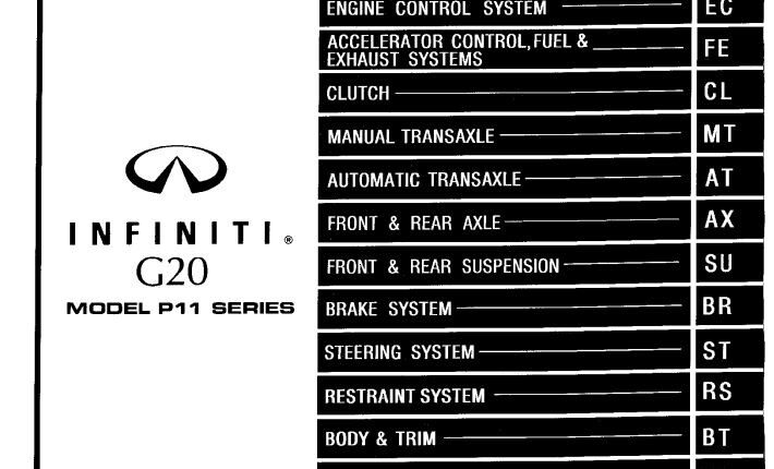 Infiniti G20 Model P11 Series 1999 Service Manual