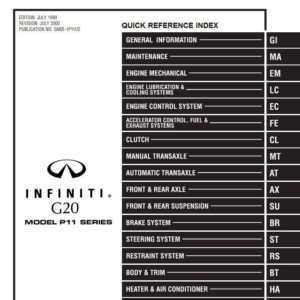 Infiniti G20 Model P11 Series 2000 Service Manual