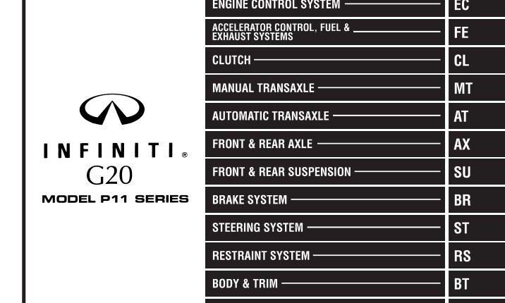 Infiniti G20 Model P11 Series 2000 Service Manual