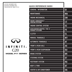 Infiniti G20 Model P11 Series 2002 Service Manual