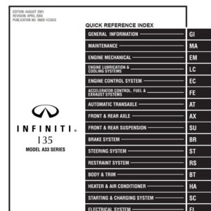 Infiniti I35 Model A33 Series 2002 Service Manual