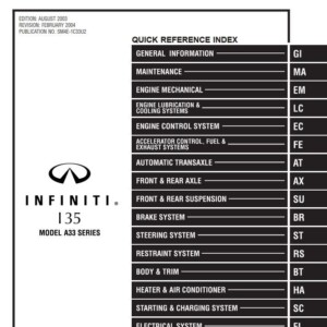 Infiniti I35 Model A33 Series 2004 Service Manual