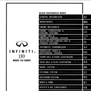 Infiniti J30 Model Y32 Series 1995 Service Manual