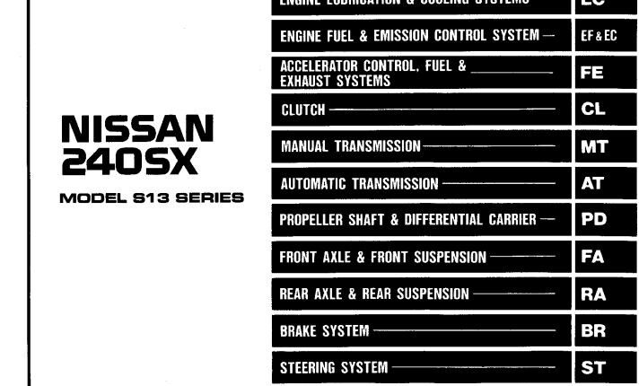 NISSAN 240SX MODEL S13 1994 SERIES SERVICE MANUAL (SM3E-0S13U0)