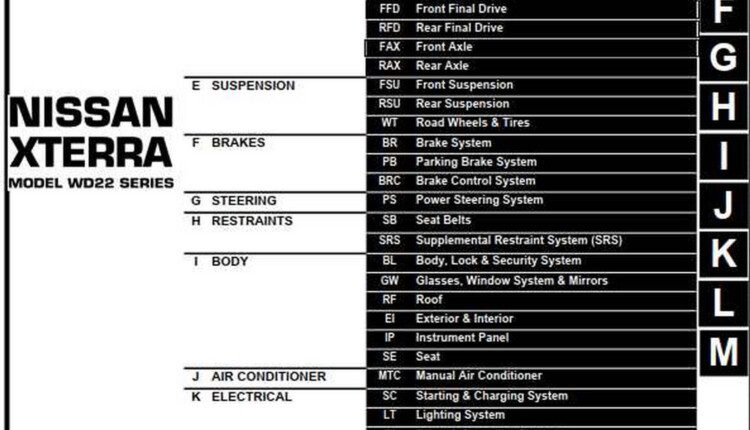NISSAN XTERRA MODEL WD22 SERIES 2003 SERVICE MANUAL