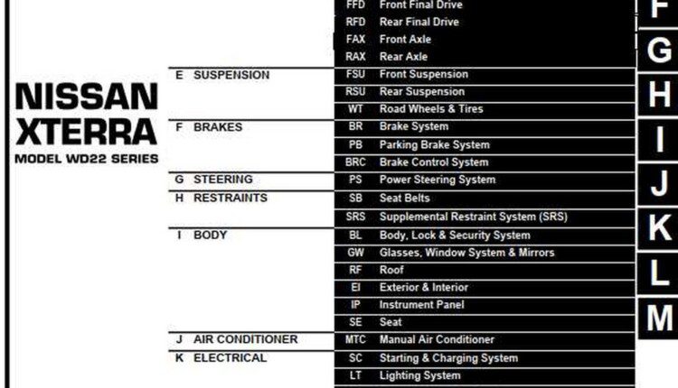 NISSAN XTERRA MODEL WD22 SERIES 2004 SERVICE MANUAL