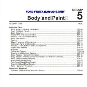 ford fiesta b299 2010 body and paint manual