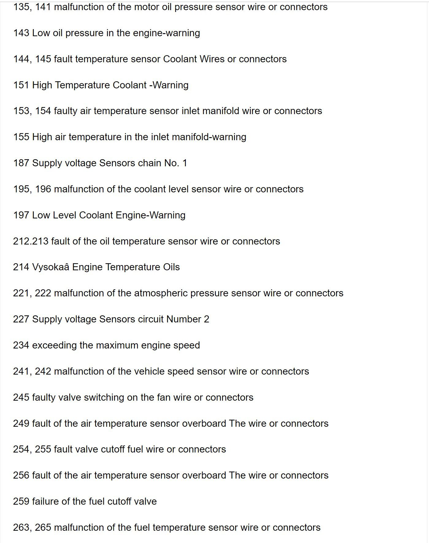 cummins engine egr fault codes