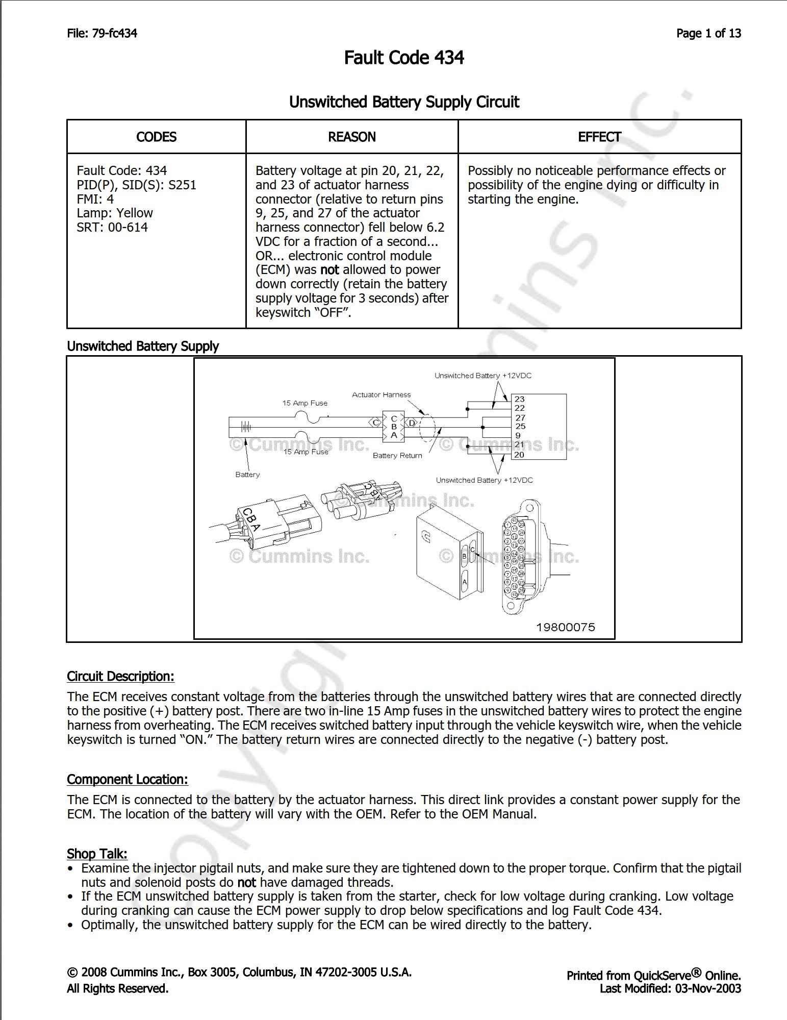 Cummins Engine Fault Code 434 Manual: Comprehensive Diagnostic and ...