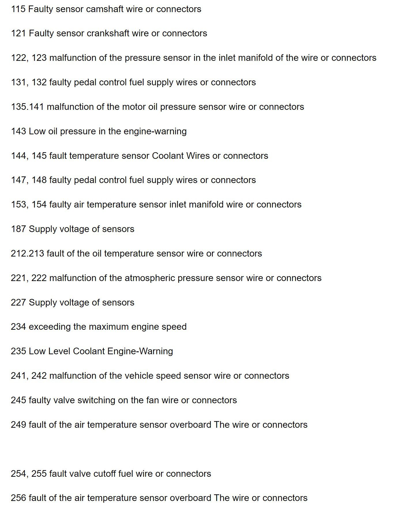 cummins engine non egr fault codes