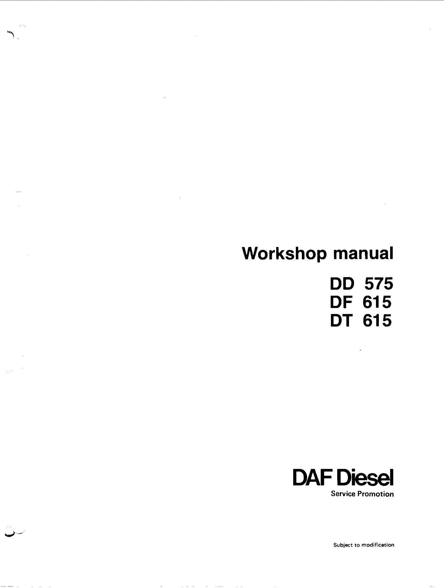 daf dd 575, df 615, dt 615 diesel engine workshop manual