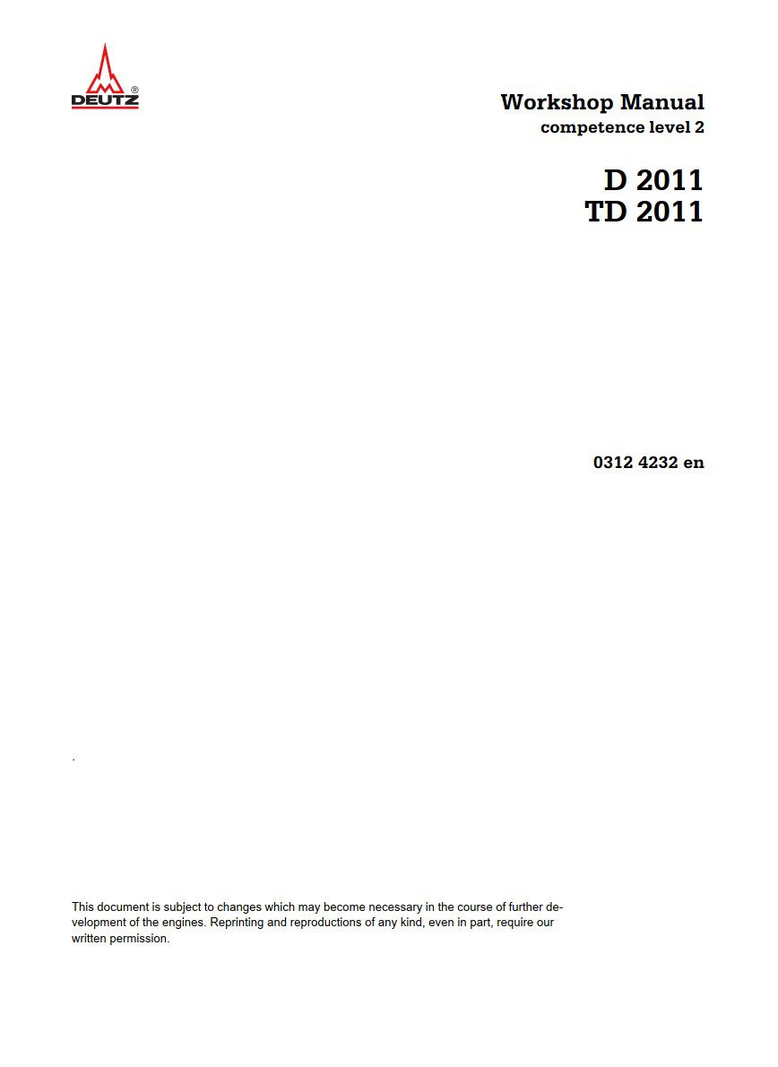 deutz d 2011, td 2011 workshop manual competence level 2