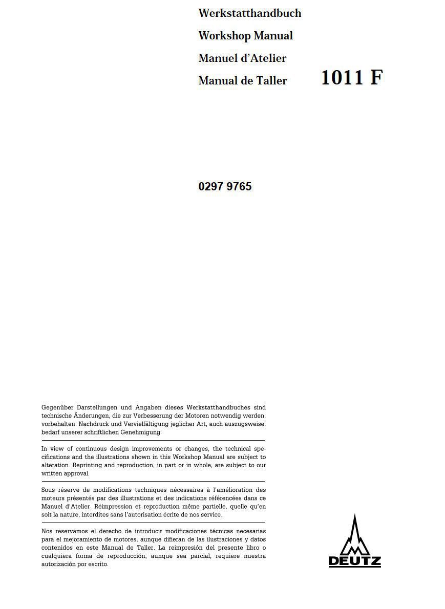 deutz engine 1011f workshop manual