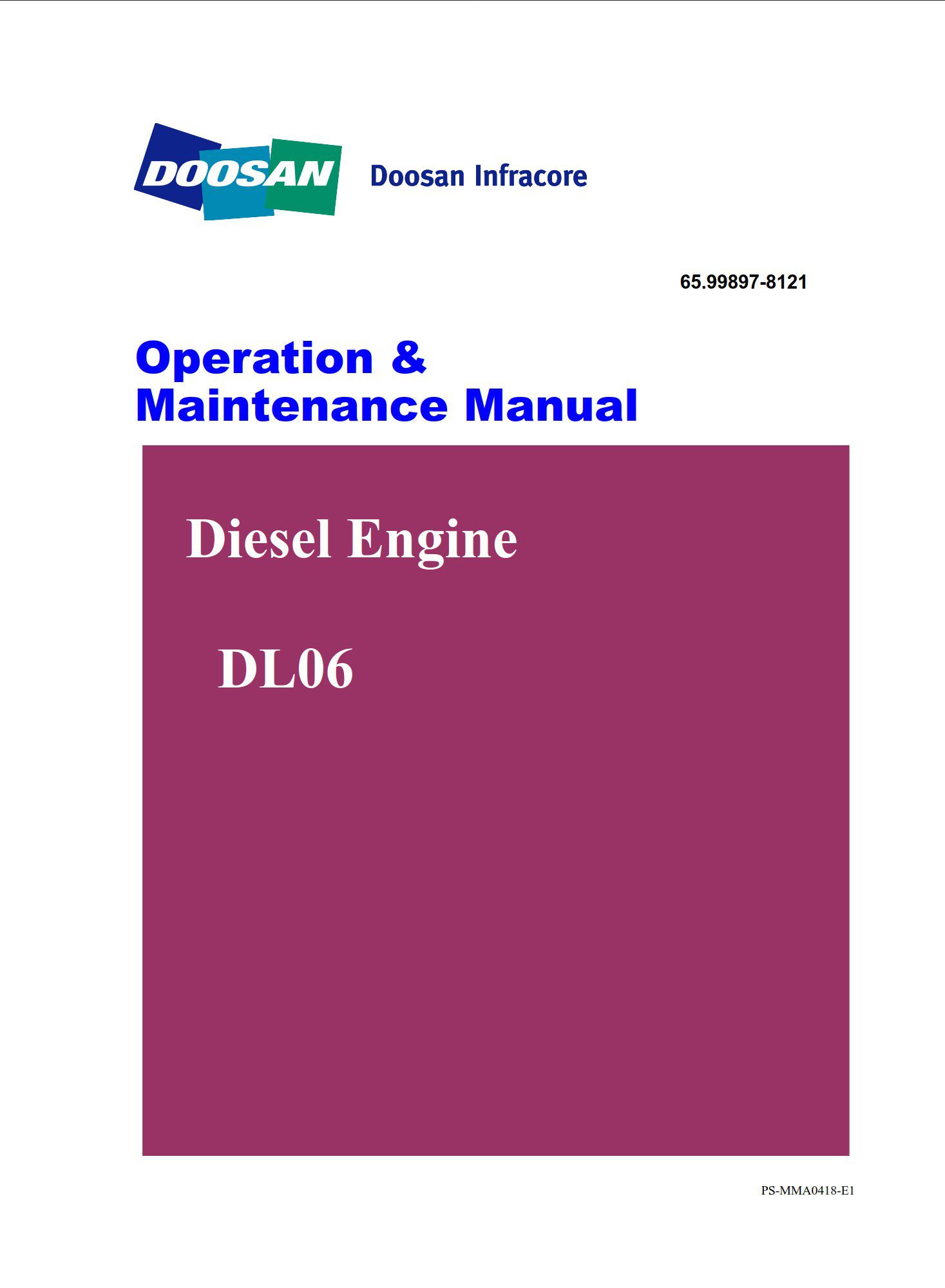 Doosan Diesel Engine DL06 Operation/Maintenance Manual: Comprehensive 