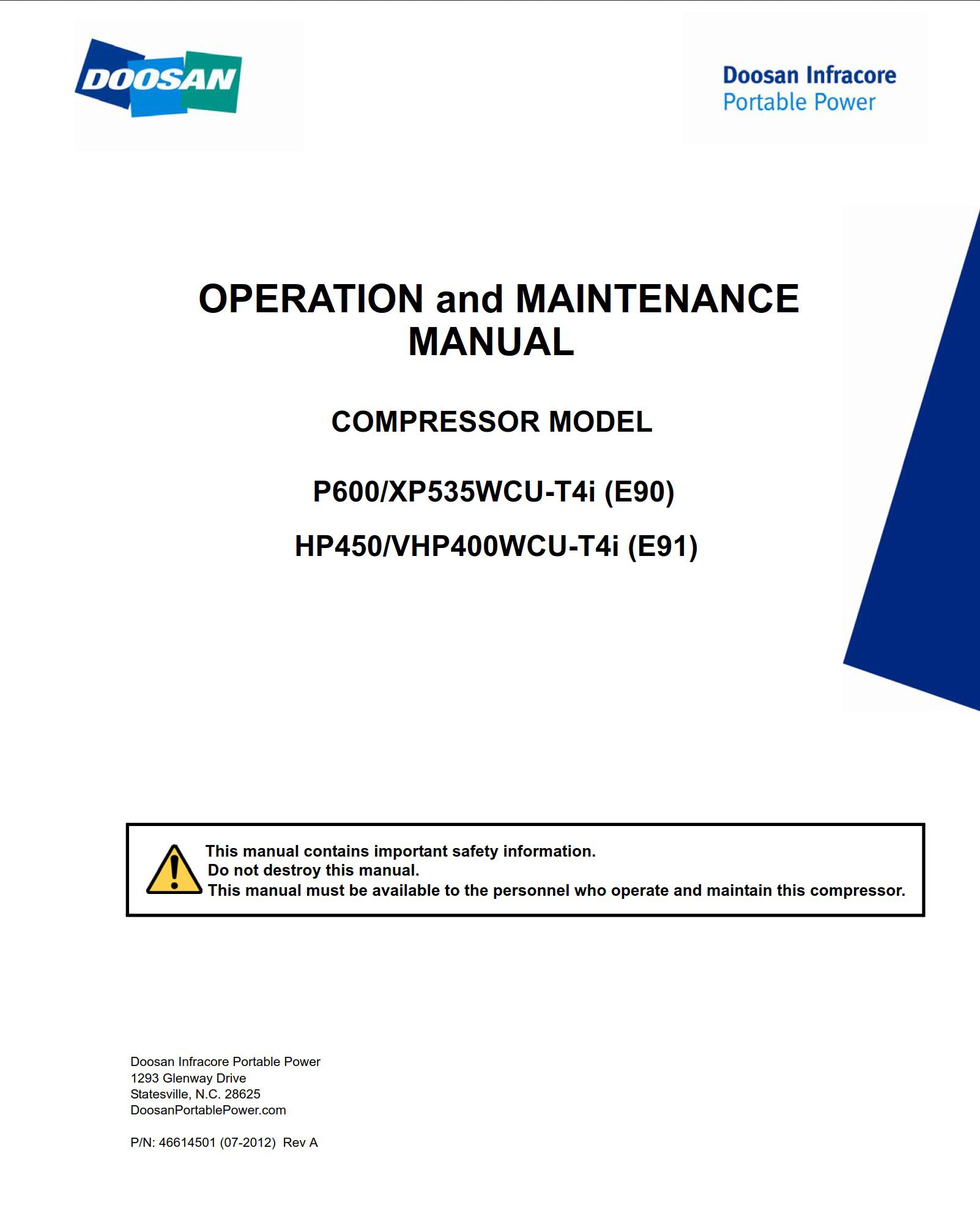 doosan hp450 operator manual
