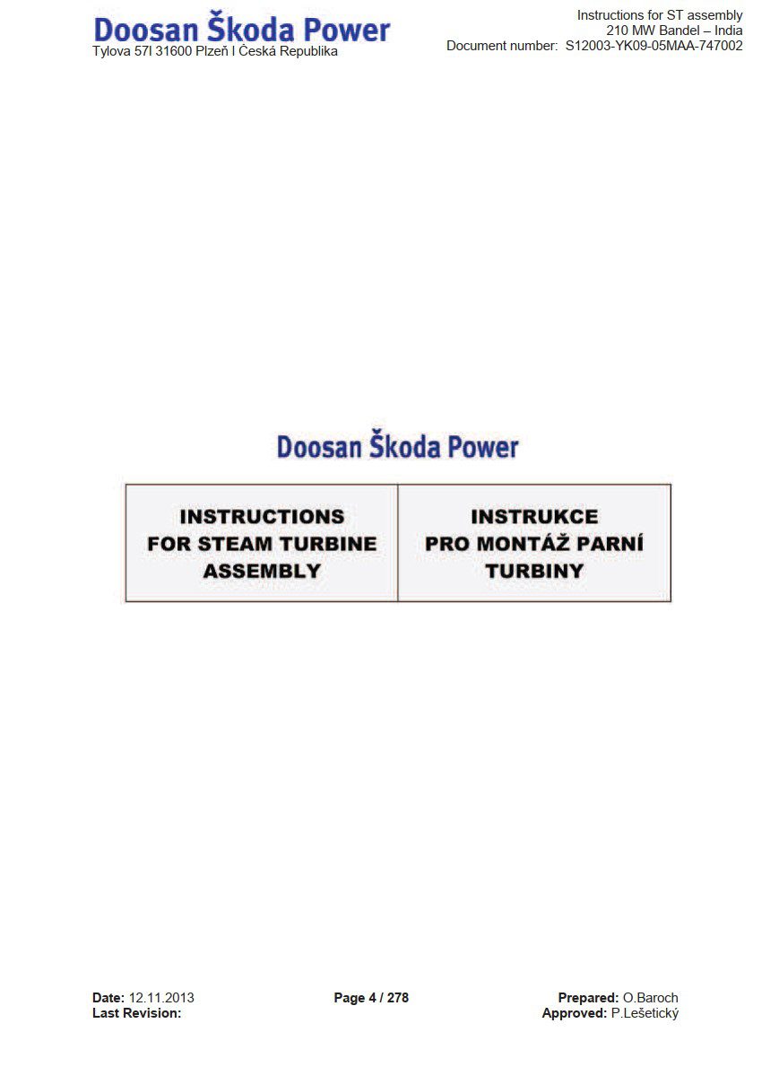 doosan – assembly manual for turbine