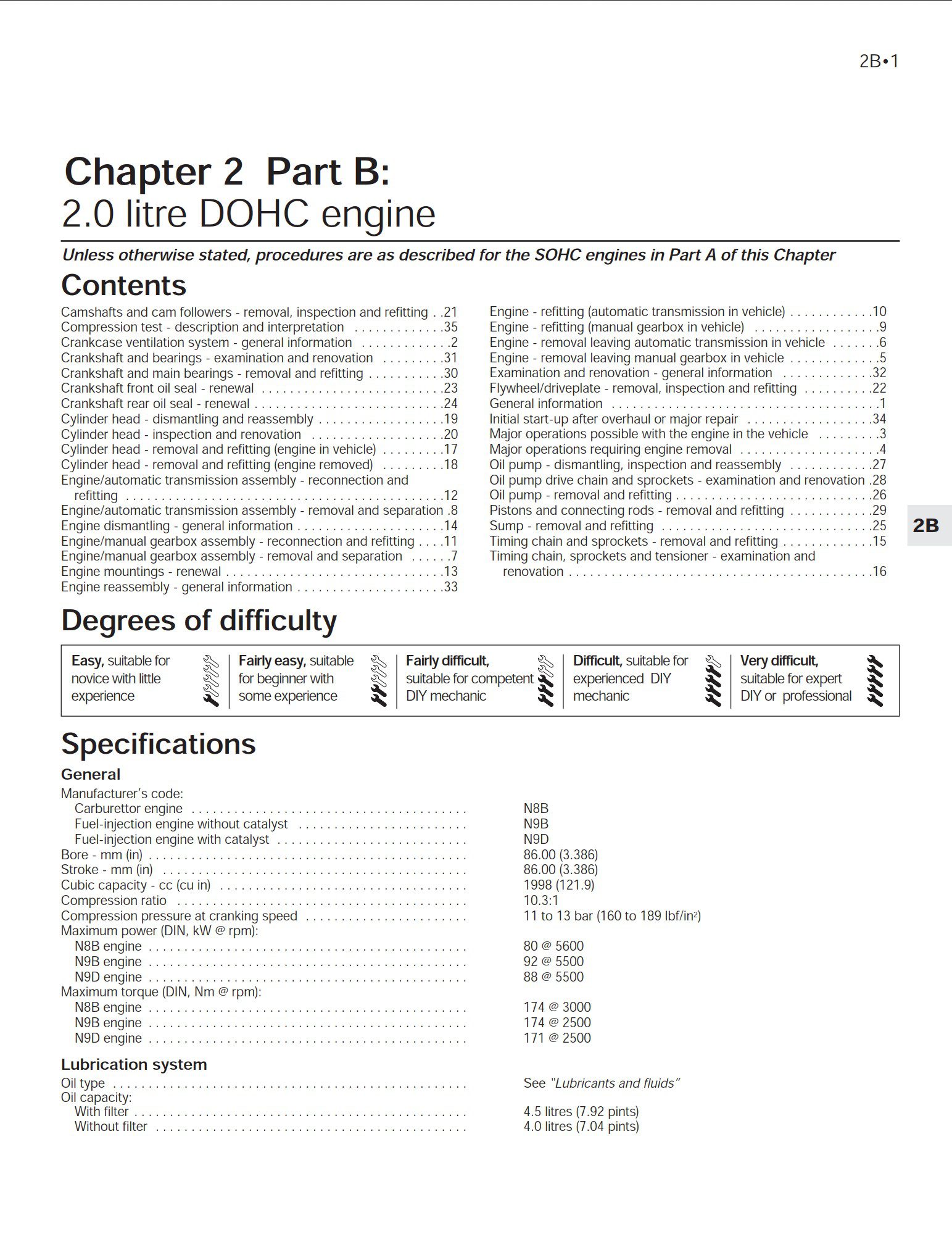 ford 2.0 litre dohc engine manual