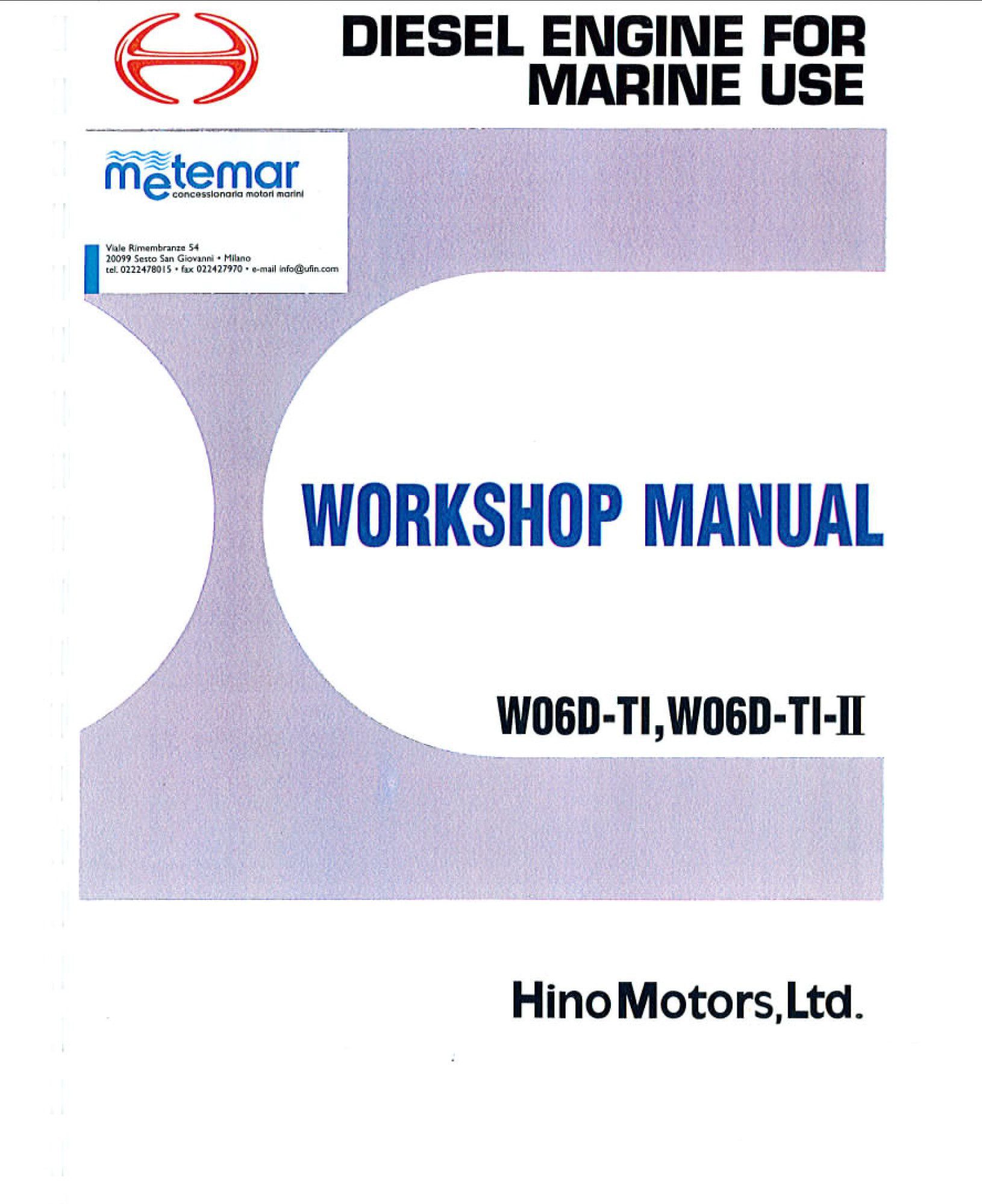 hino motors w06d til workshop manual