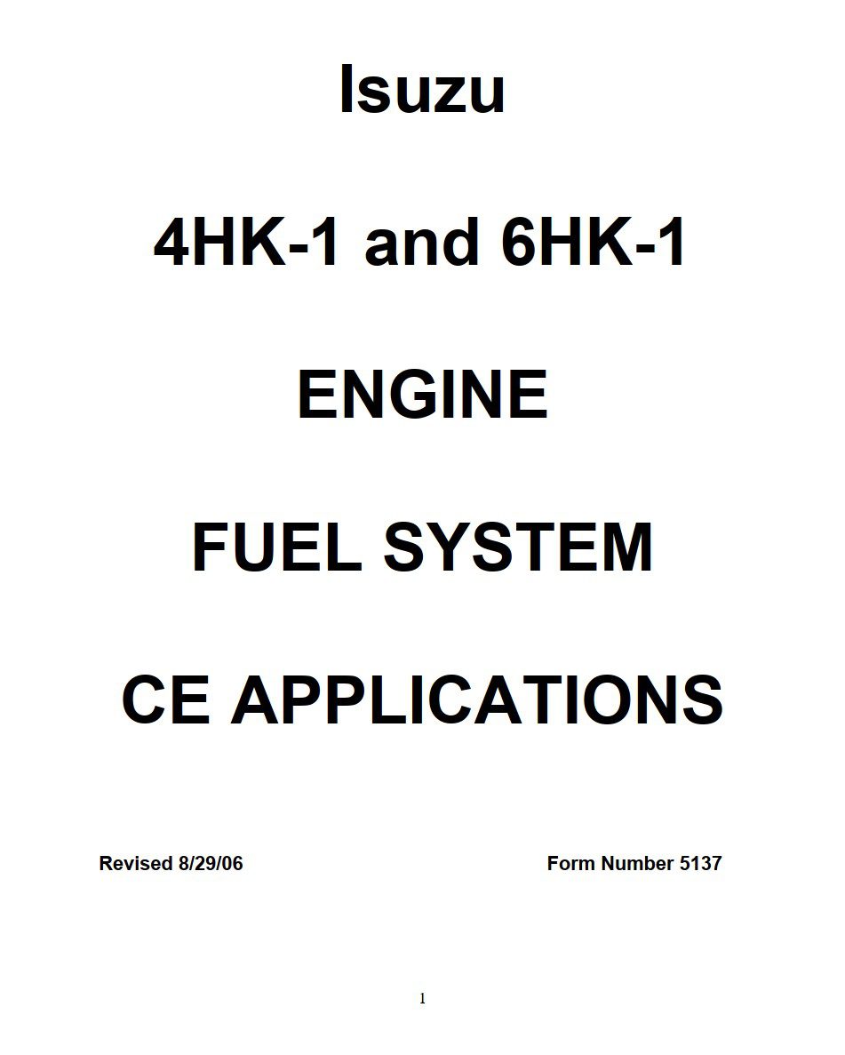 isuzu 4hk 1 and 6hk 1 engine fuel system ce applications