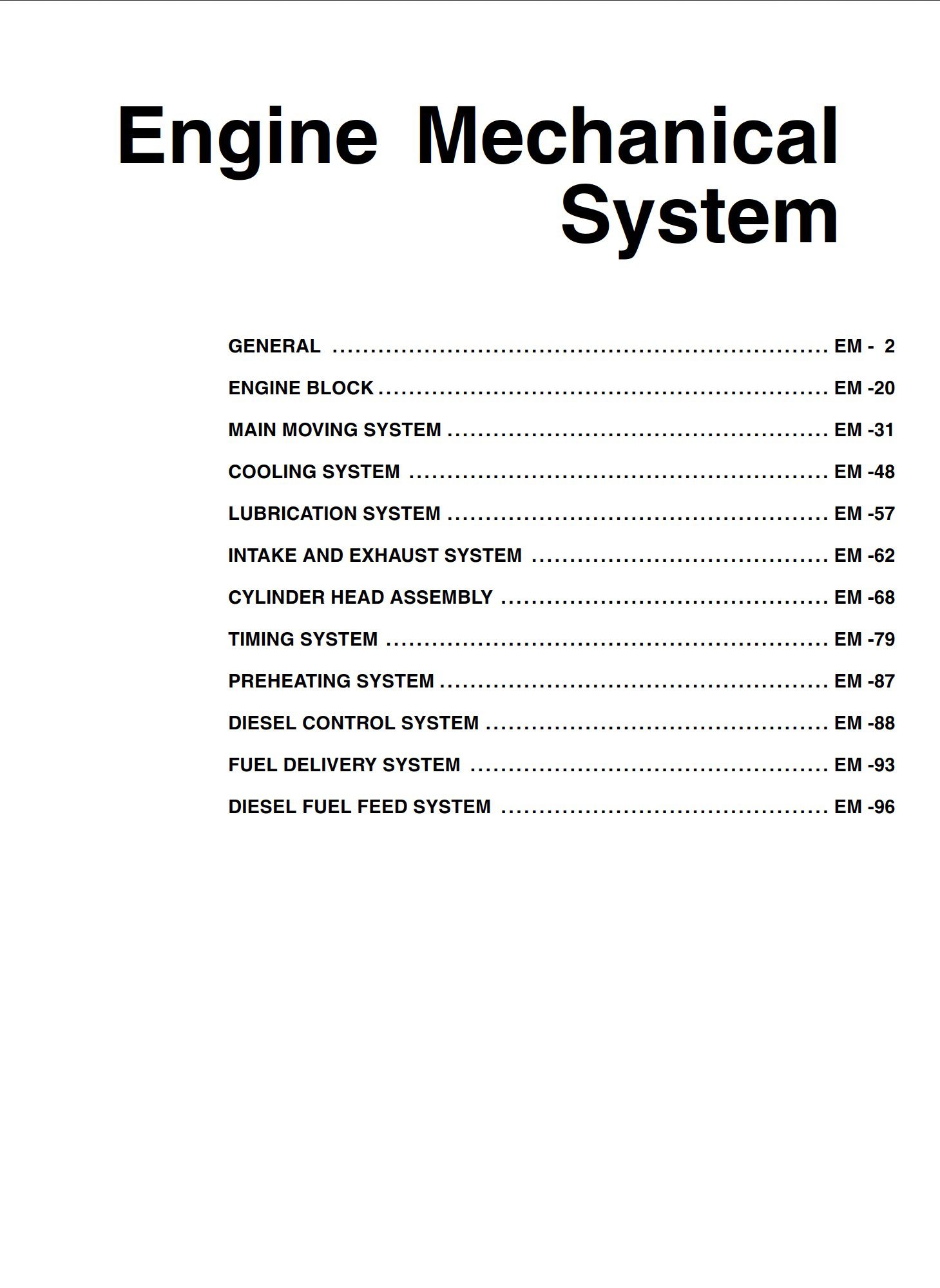 kia k2500 service manual – engine mechanical system