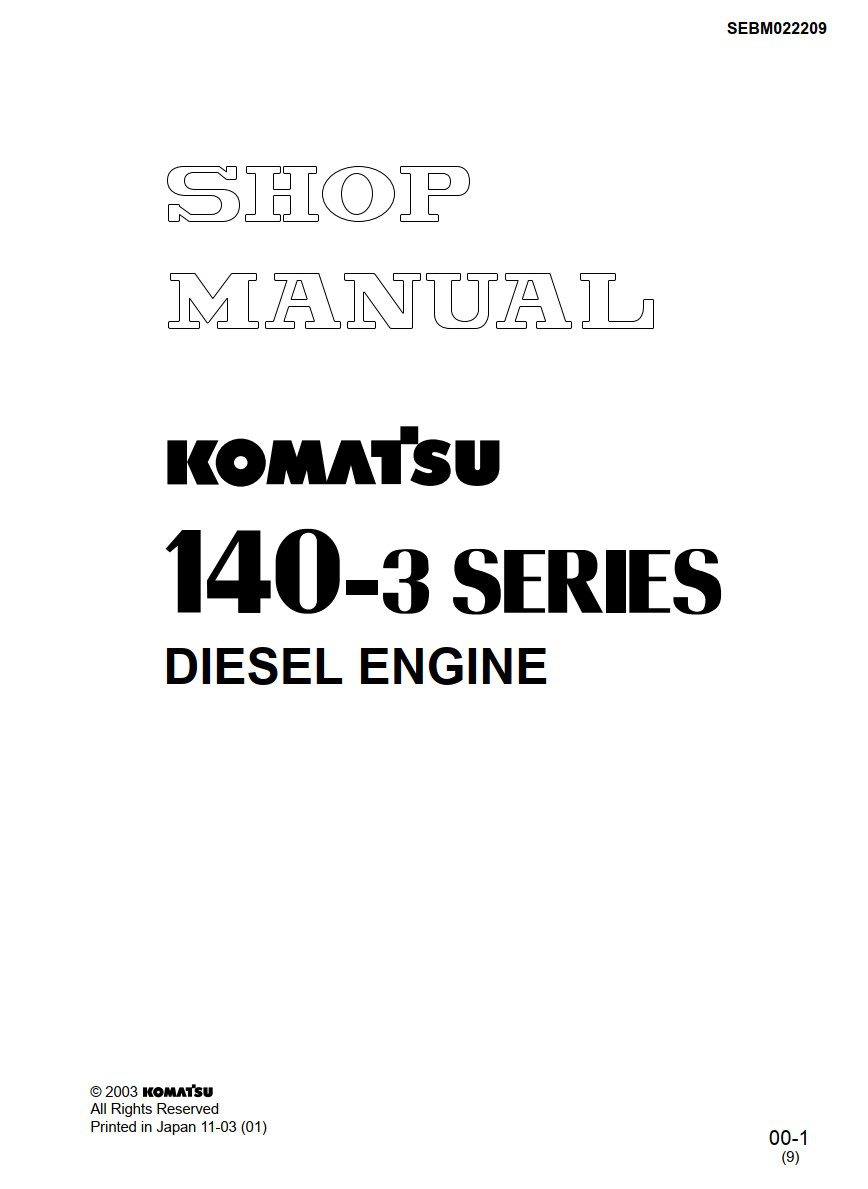komatsu 140 3 series diesel engine shop manual