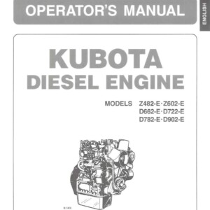 kubota z482e, z602e, d662e, d722e, d782e, d902e diesel engine workshop manual