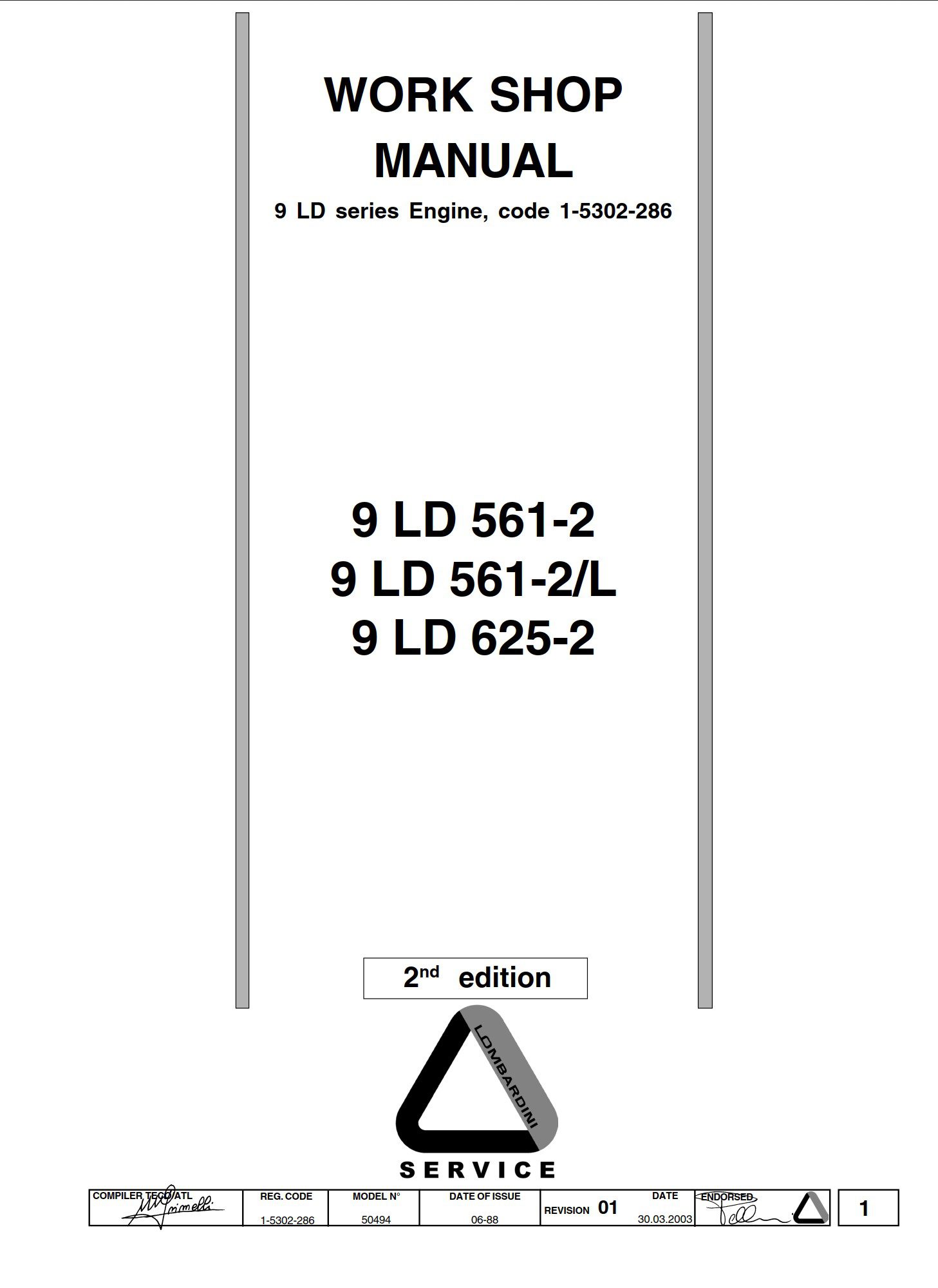 lombardini 9 ld 561 2, 9 ld 561 2 l, 9 ld 626 2 engine workshop manual