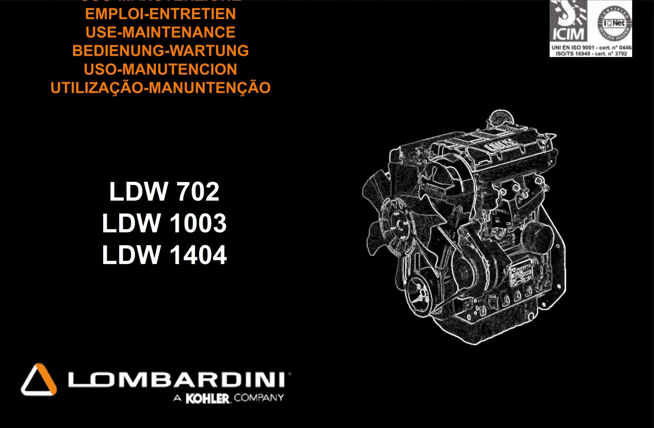 lombardini ldw702 1003 204 owner’s manual + parts catalog
