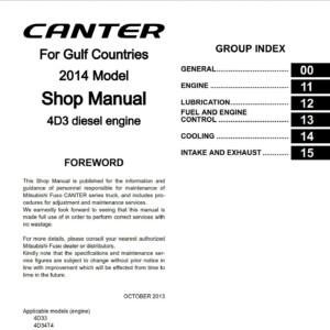 mitsubishi fuso canter 4d3 diesel engine workshop manual