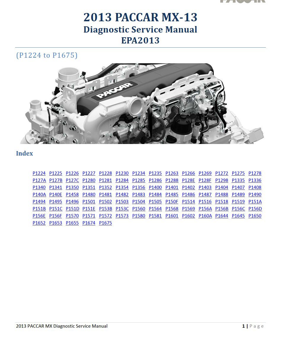 paccar mx 13 2013 diagnostic service manual