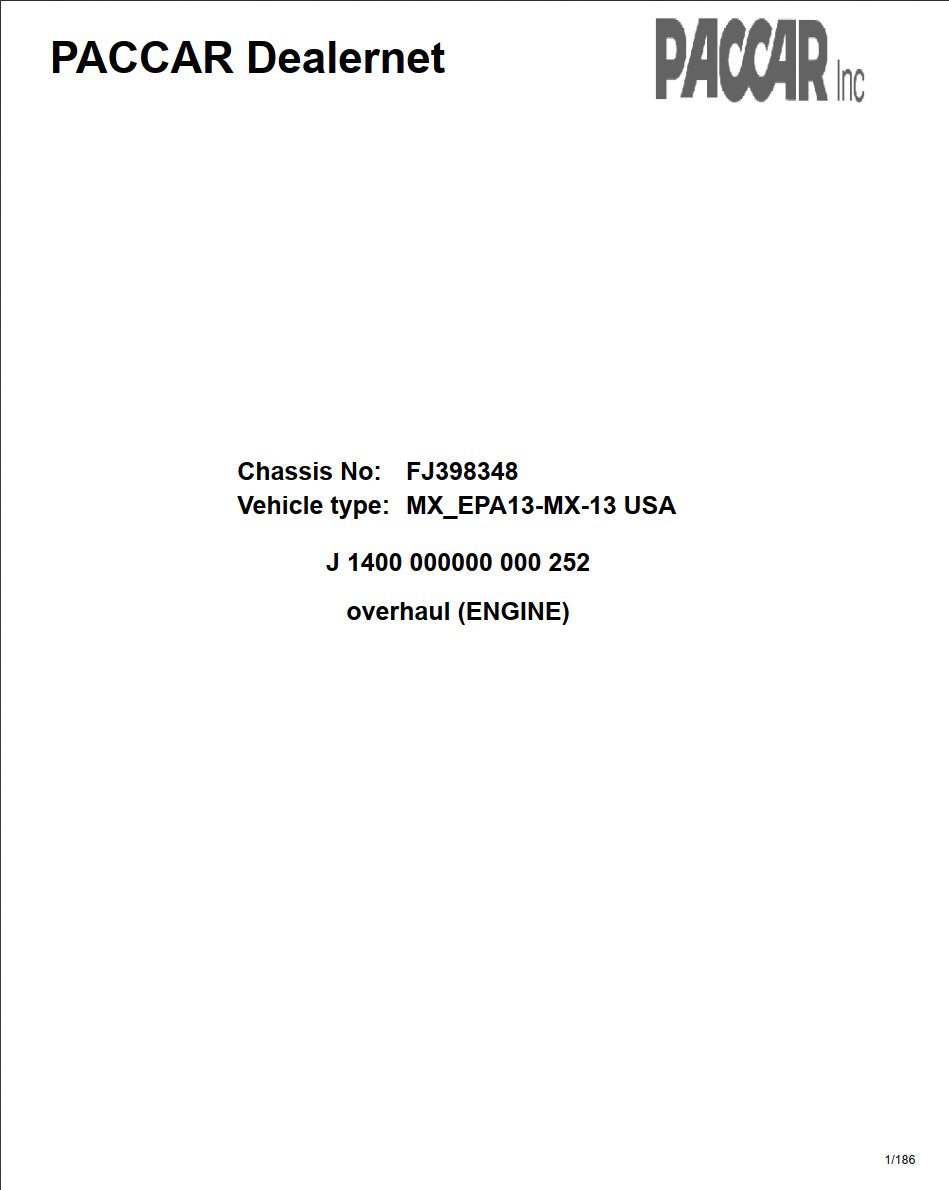 paccar mx 13 epa13 overhaul service manual