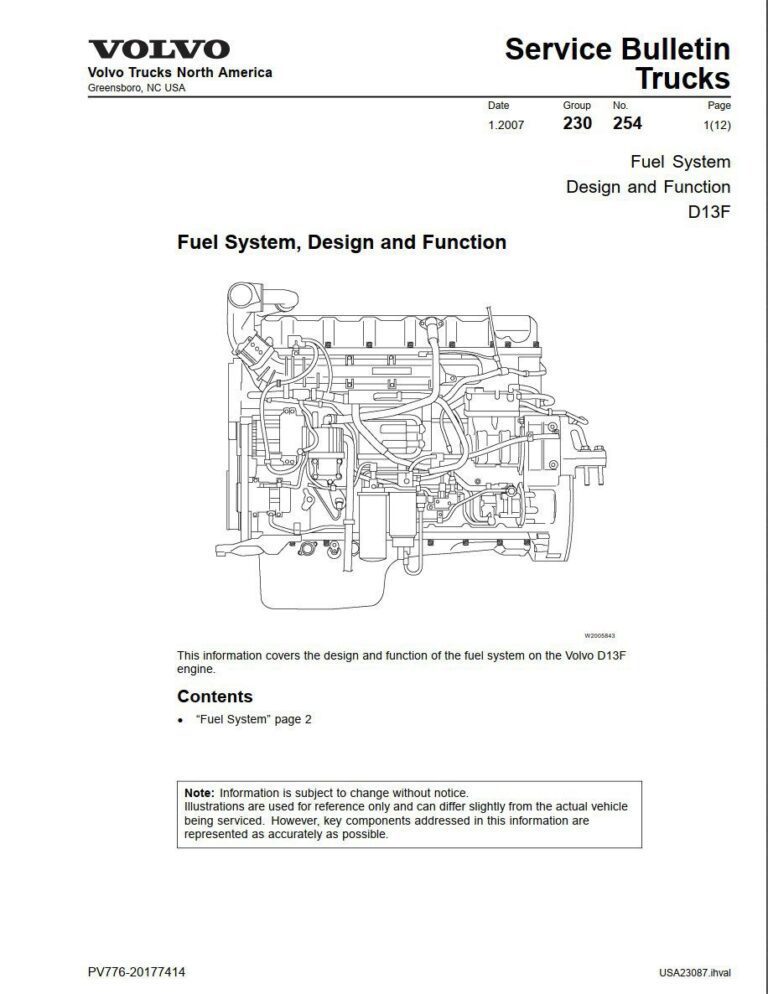 Volvo B13F Engines Fuel System, Design and Function Service Manual ...