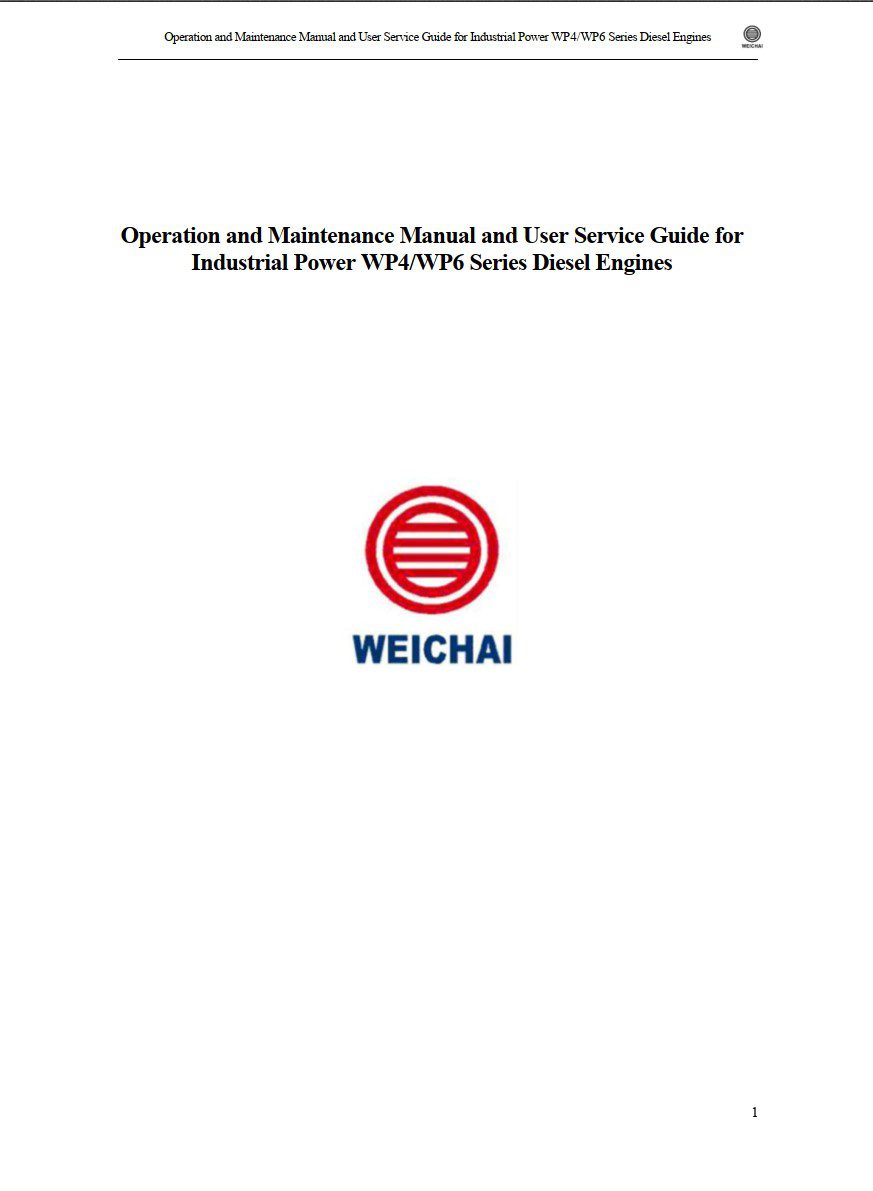weichai power wp4 wp6 series diesel engines operation and maintenance manual