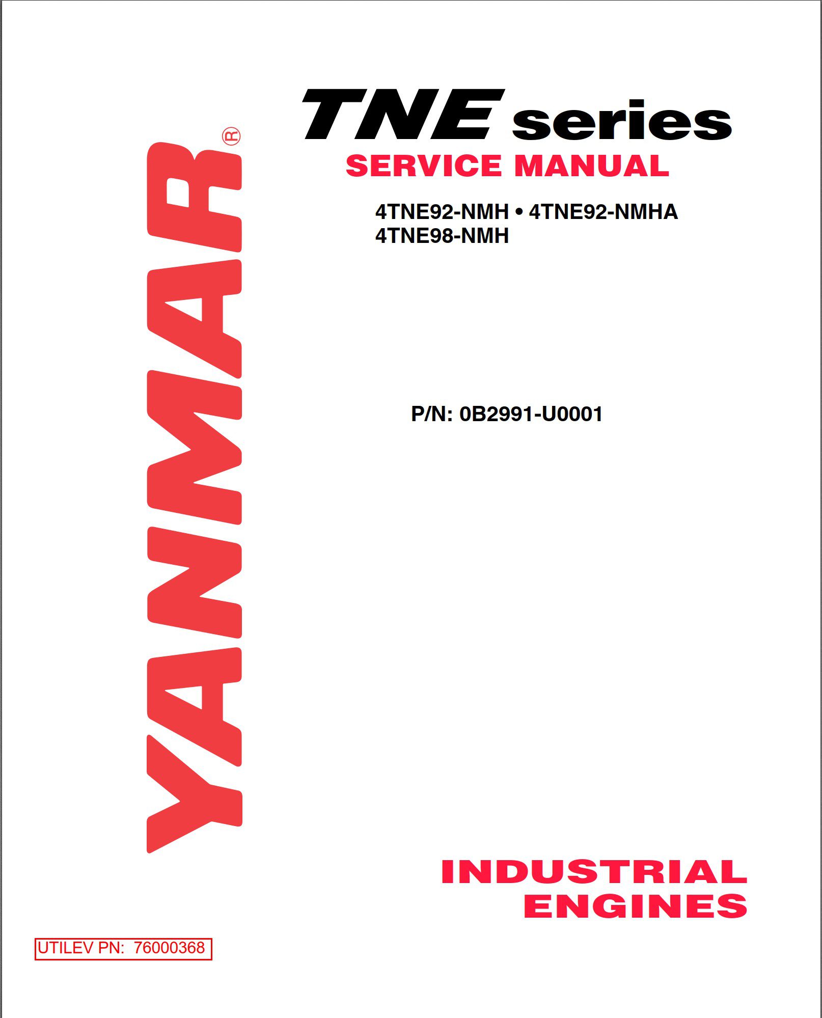 yanmar 4tne92 nmh, 4tne92 nmha, 4tne98 nmh service manual