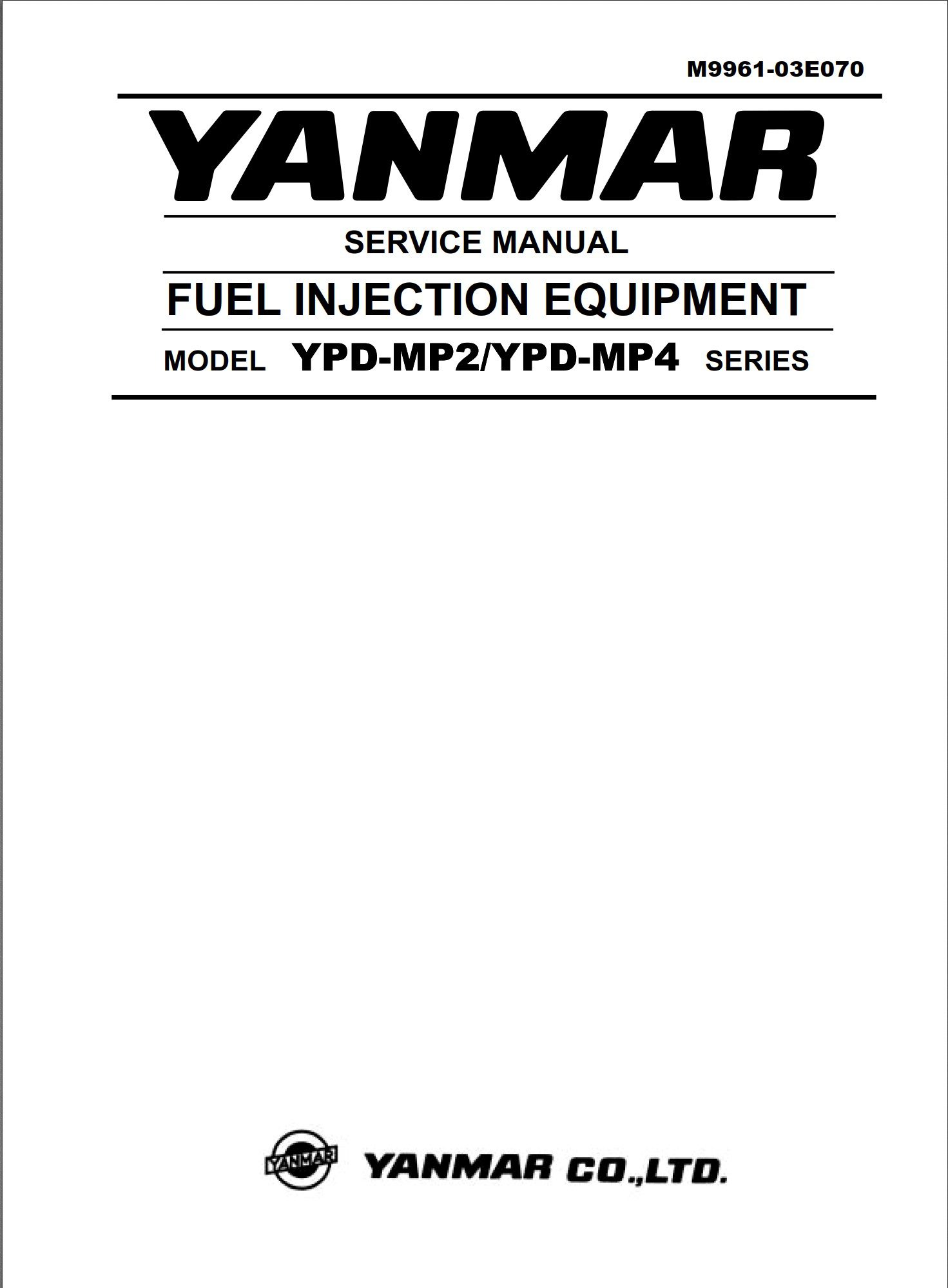 yanmar fuel injection equipment ypd mp2, ypd mp4 series service manual
