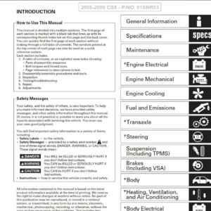 2006 acura csx service repair manual