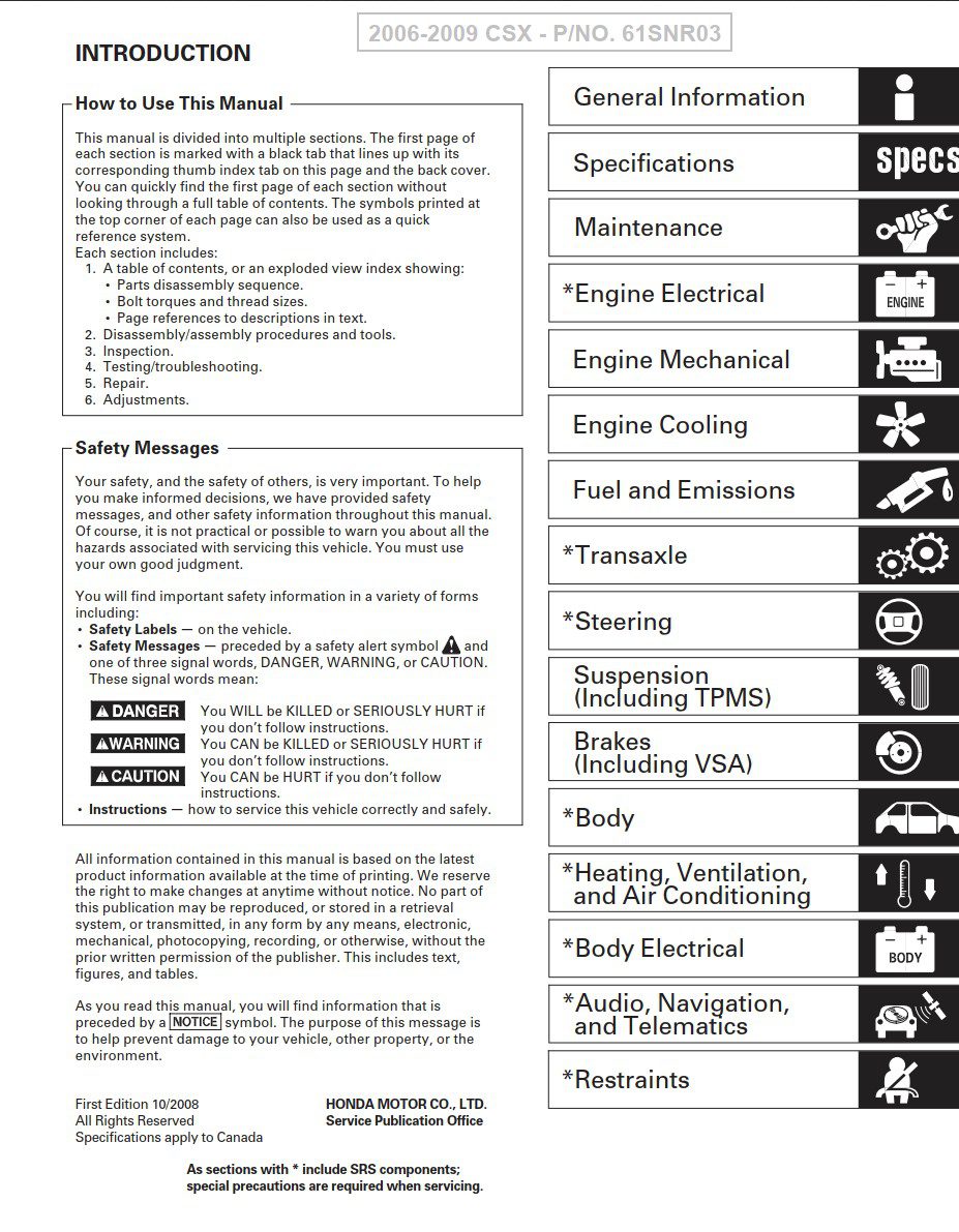 2006 acura csx service repair manual