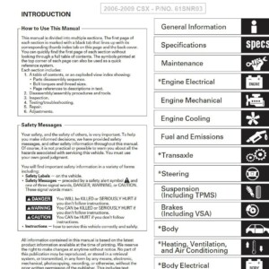 2009 acura csx service repair manual