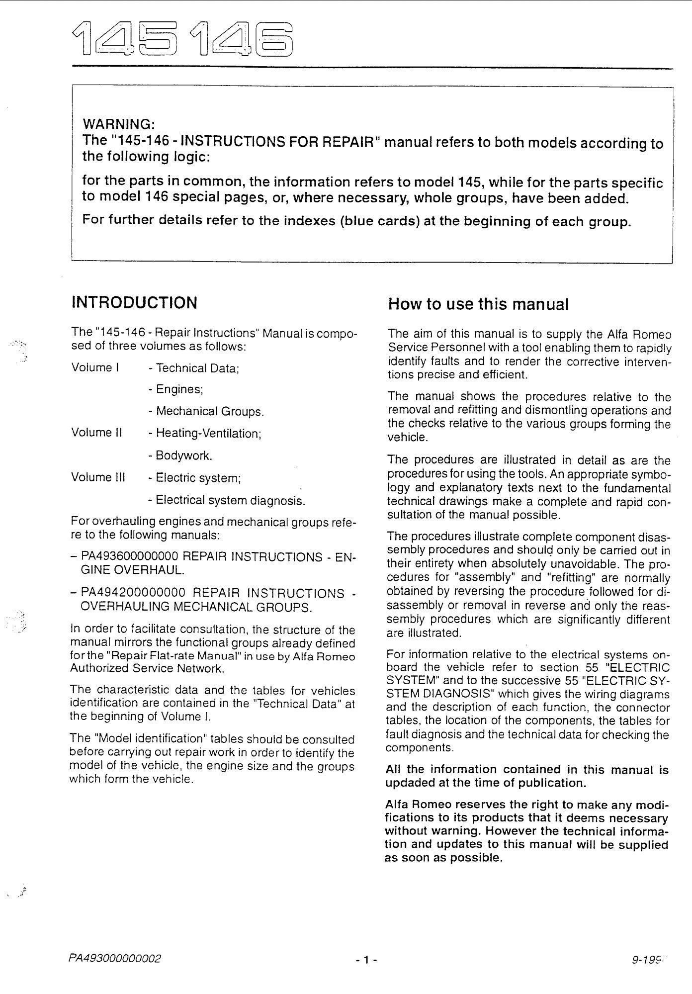 alfa romeo 146 1994 workshop manual