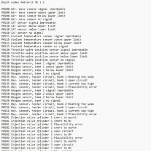 alfa romeo fault codes motronik me 2.1