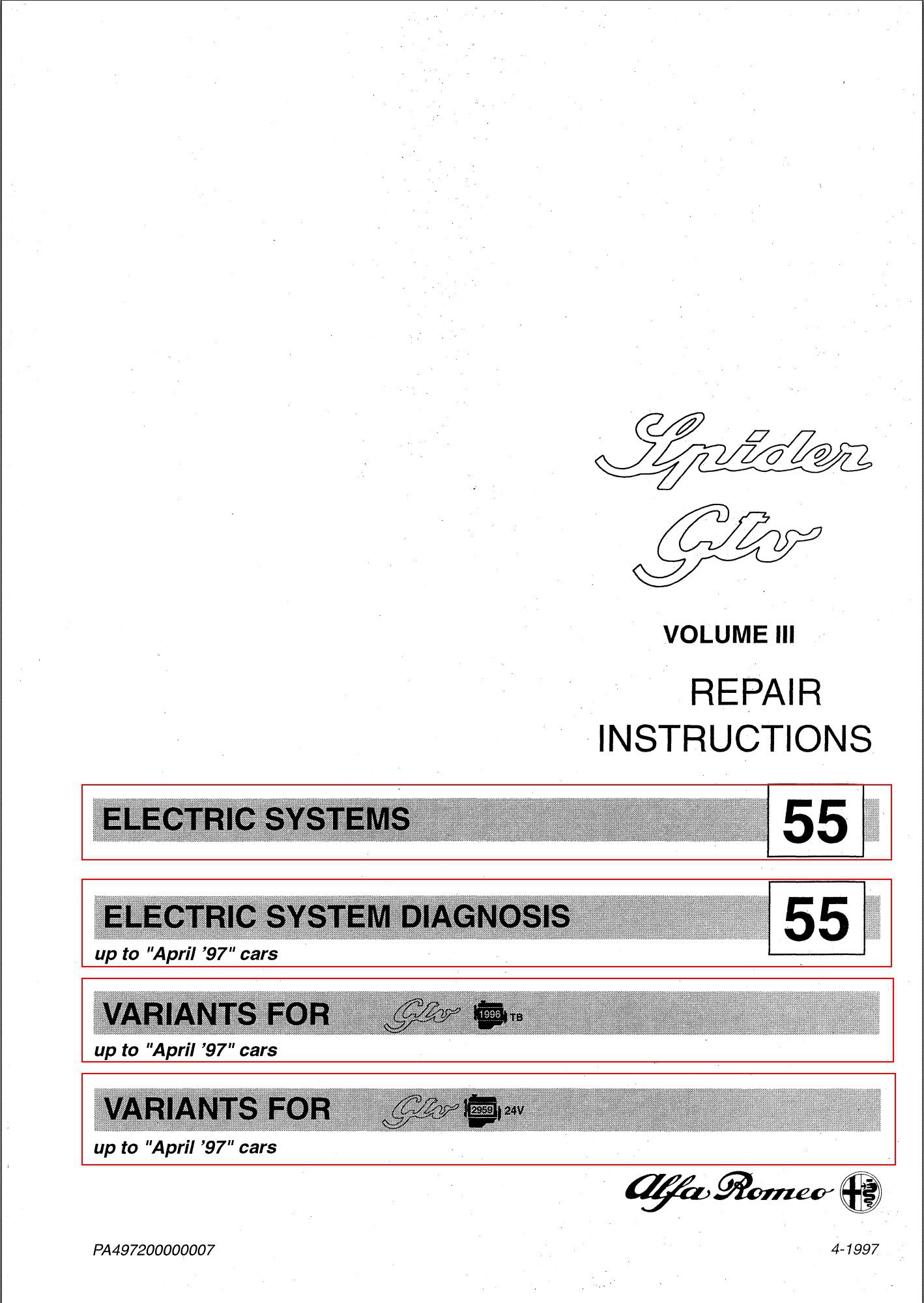 alfa romeo gtv repair instructions vol 3