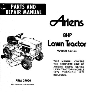 ariens 929000 series 8 hp lawn tractor parts and repair manual