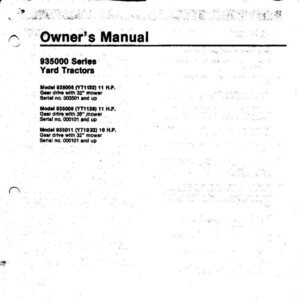 ariens 935000 yard tractor owners manual 1984