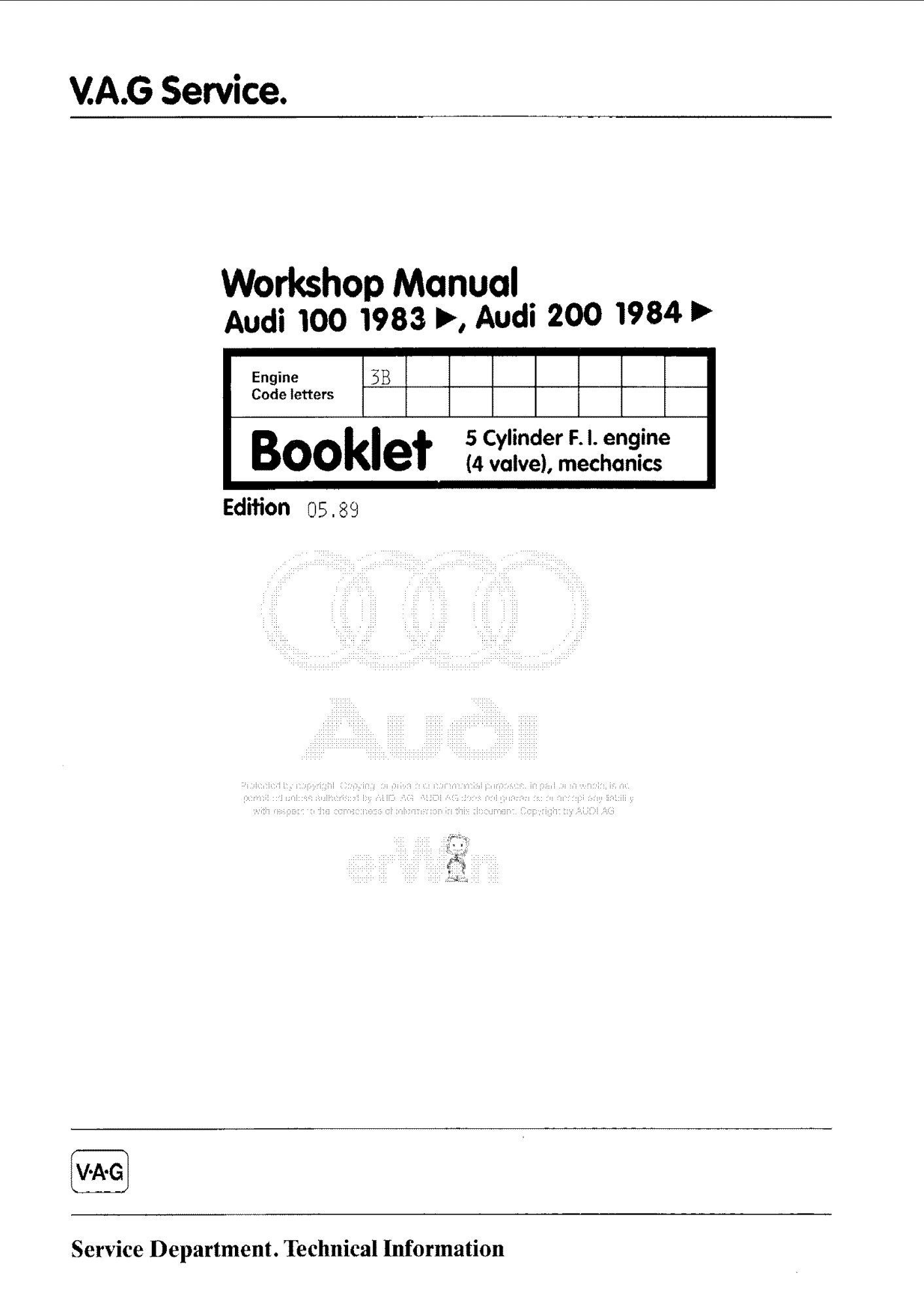 audi 100 1983 200 1984 wordshop manual
