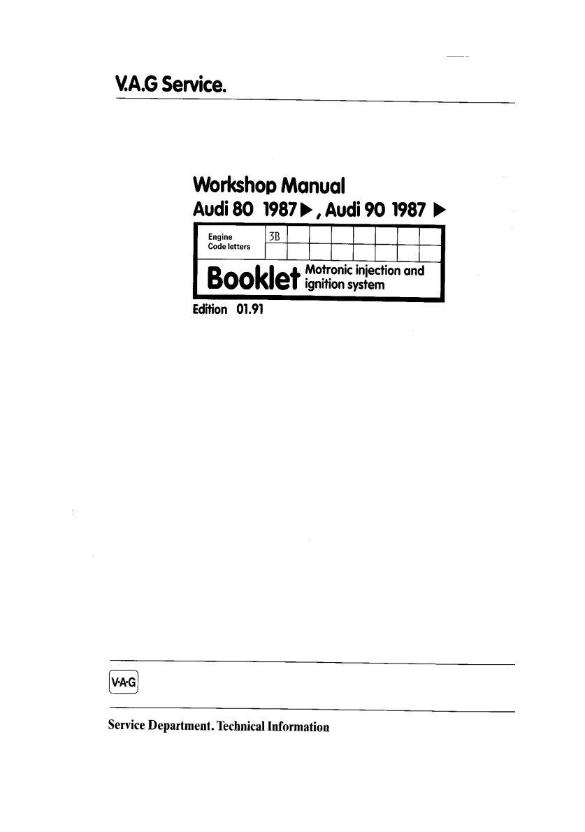 audi 80 1987 workshop manual